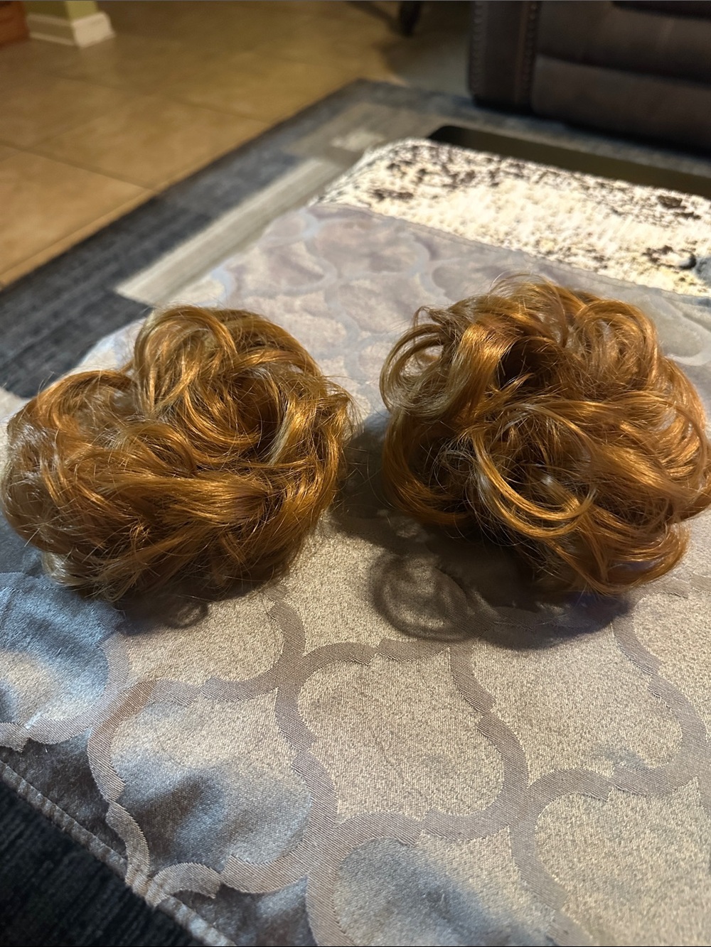 Blonde Curly 6 in Hair Bun Scrunchies - Set of 2